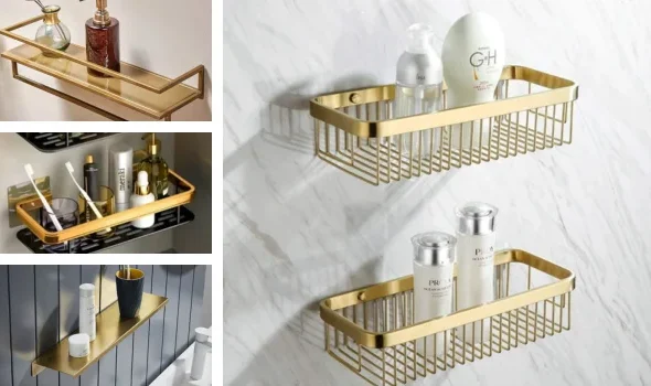 Brass Bathroom Wall Shelf